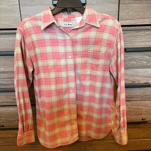 L.L. Bean Pink and Cream Checkered Shirt
